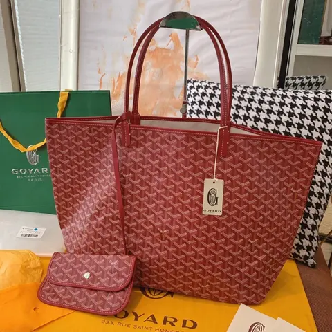 Goyard Red Monogram Tote Bag with Matching Wallet