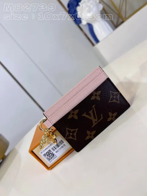 Louis Vuitton M82739 Monogram Card Holder with Pink Trim