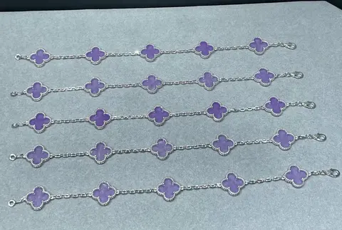 Purple Clover Charm Bracelets Set