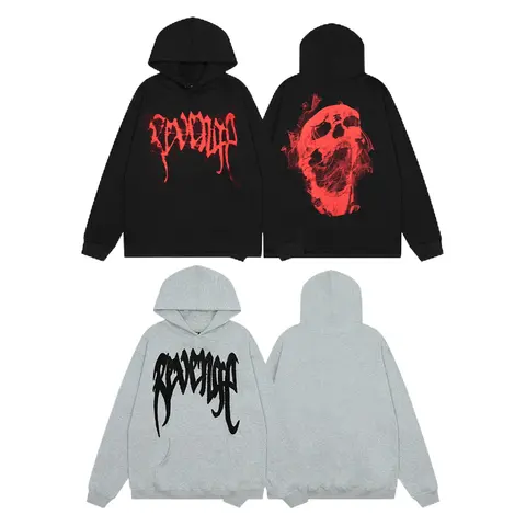 Revenge Hoodie Collection - Black and Gray Sweatshirts with Skull Design