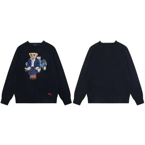 Ralph Lauren Bear Embroidered Navy Sweater