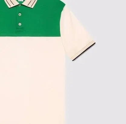 Green and Cream Color-Block Polo Shirt