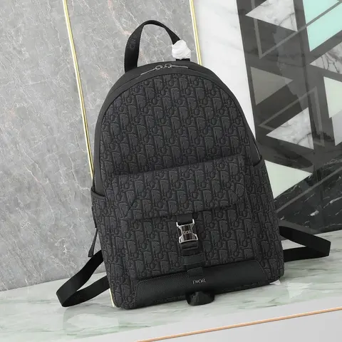 Dior Black Oblique Pattern Backpack