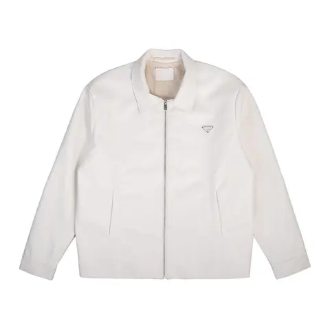 Prada White Leather Bomber Jacket