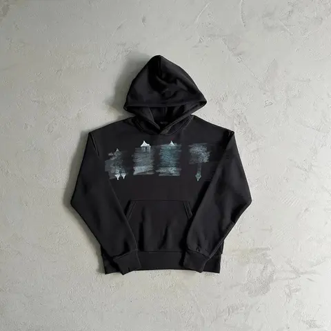 Black Hoodie with Abstract Arrow Print