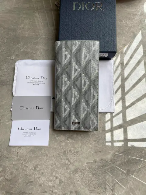 Christian Dior Gray Oblique Pattern Long Wallet