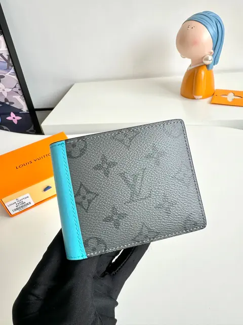 Louis Vuitton Monogram Eclipse Wallet with Blue Trim