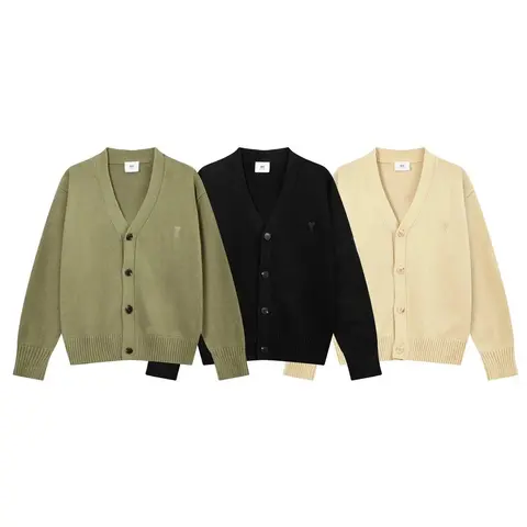 APRIL V-Neck Knit Cardigan - Olive, Black, Beige