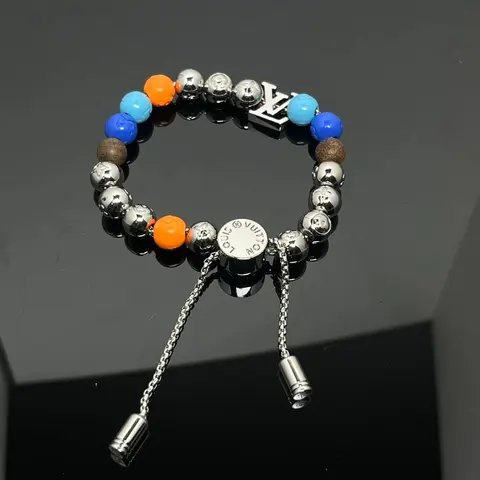 Louis Vuitton Beaded Bracelet with LV Charm