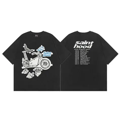 Saint Hood Motorcycle Graphic T-Shirt