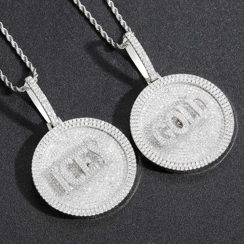 Diamond-Encrusted Coin Pendant Necklaces