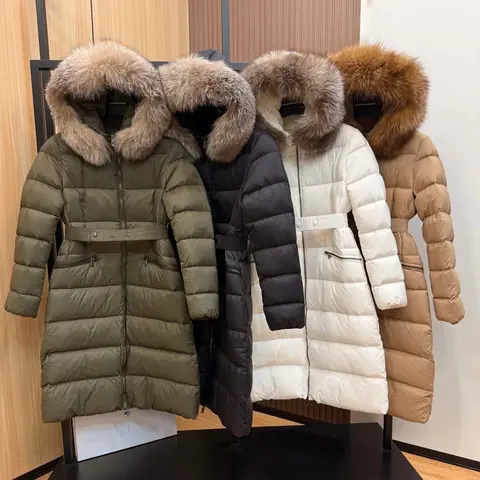 Women's Long Puffer Coats with Fur Hood