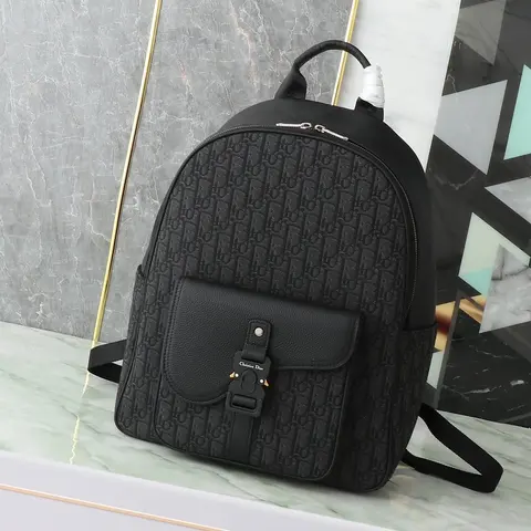 Christian Dior Black Oblique Print Backpack