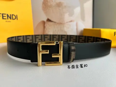 Fendi FF Logo Belt with Gold-tone Buckle
