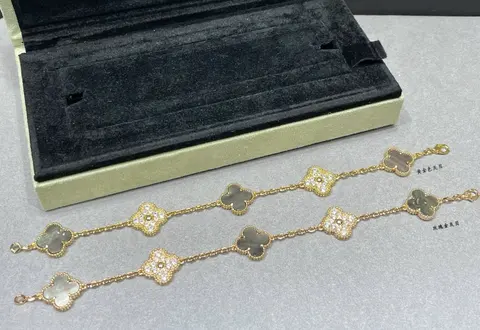 Four-Leaf Clover Bracelets with Mother of Pearl and Crystal Accents