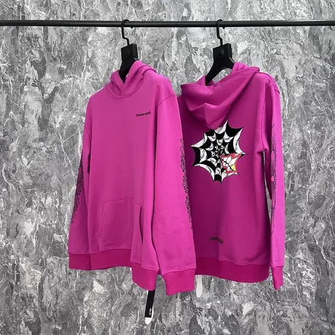 Pink Hoodie with Spiderweb Graphic Design