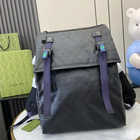 Gucci Monogram Backpack with Purple Straps