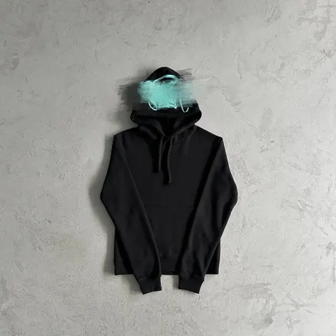 Black Hoodie with Teal Smoke Effect