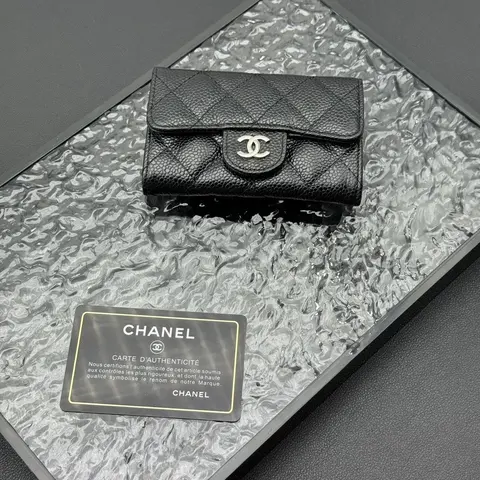 Chanel Black Quilted Caviar Leather Wallet