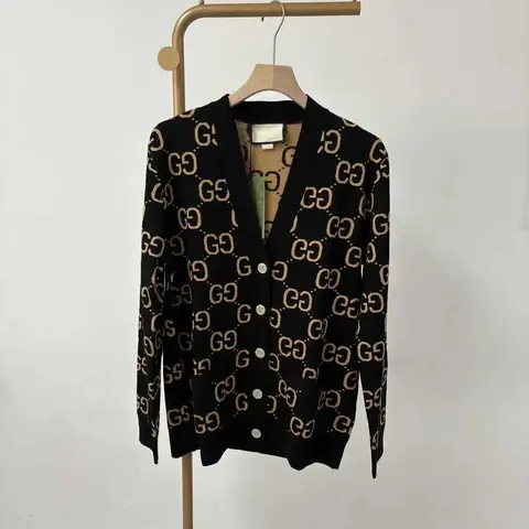 Gucci GG Logo Print Black Cardigan