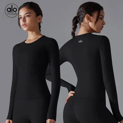alo Yoga Long Sleeve Black Top
