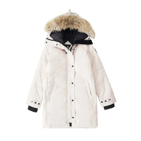 Moncler Women's Long Down Coat with Fur Hood