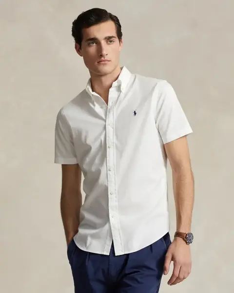 Ralph Lauren White Short Sleeve Button-Down Shirt