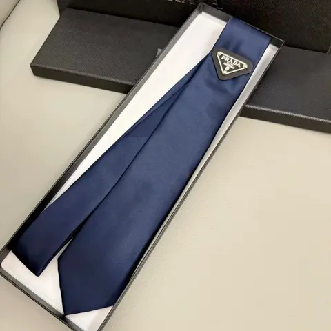 Prada Navy Blue Silk Tie