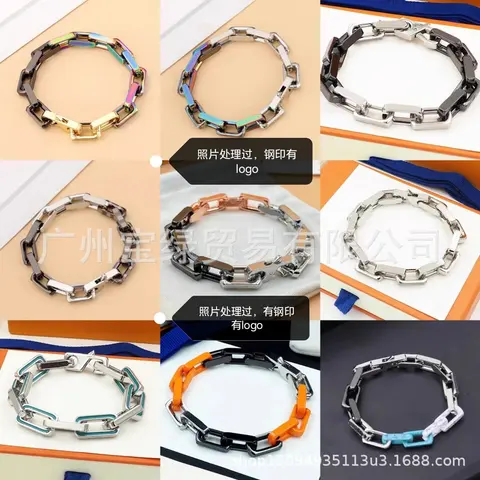 Quenched Bamboo-Textured Steel Cuban Link Bracelet Series - Vintage Titanium Multi-Color Hip-Hop Bracelets