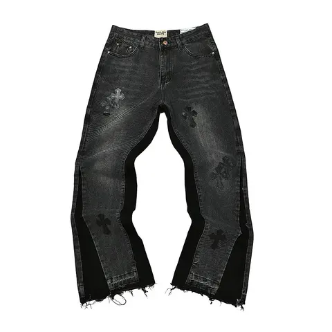 Gallery Dept. Black Cross Embroidered Denim Jeans