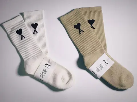 AMI Paris Heart Logo Crew Socks