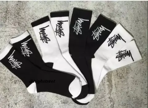 Stussy Black and White Logo Socks