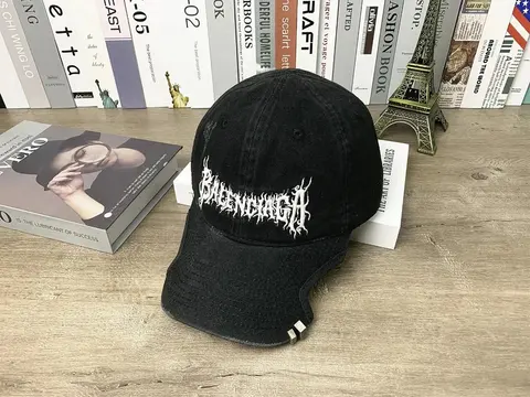 Balenciaga Black Embroidered Logo Cap