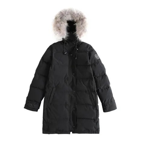 Moncler Black Down Coat with Fur Hood