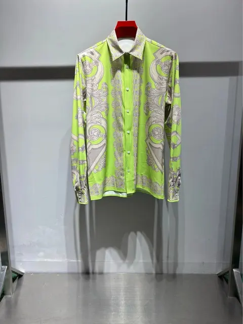 Versace Green Printed Silk Shirt