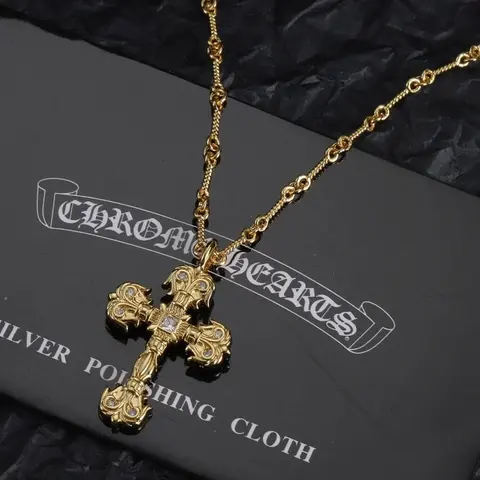 Chrome Hearts Gold Cross Pendant Necklace