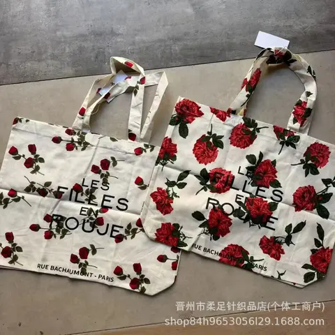 Les Filles en Rouge Floral Tote Bag