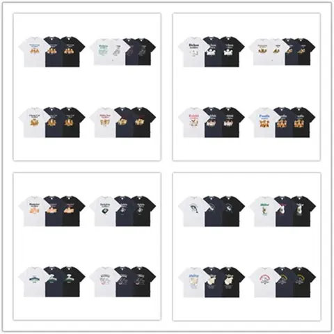 Collection of Graphic T-Shirts Featuring Various Designs and Colors