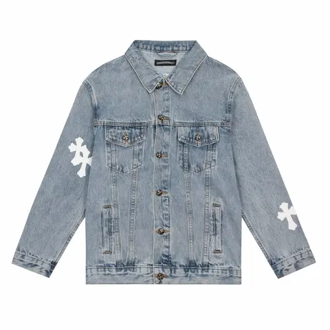 Off-White Denim Jacket with Cross Patch Details