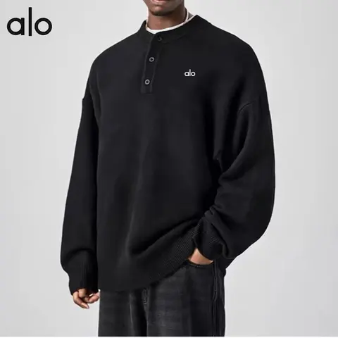 alo Black Henley Sweater