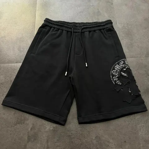 Black Sweat Shorts with Embroidered Logo