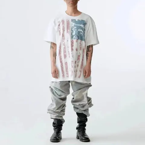 Distressed American Flag Oversized T-Shirt