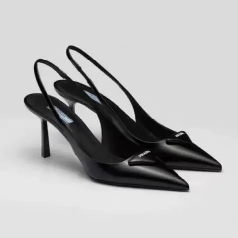 Prada Black Leather Slingback Pumps