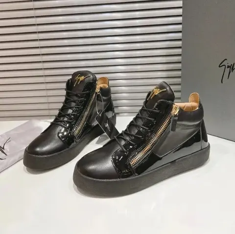 Giuseppe Zanotti Black High-Top Sneakers with Gold Zipper