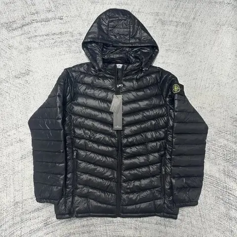 Stone Island Black Quilted Hooded Down Jacket