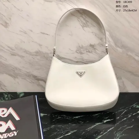 Prada White Leather Shoulder Bag 1BC499