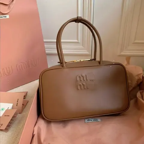 Miu Miu Brown Leather Top Handle Bag