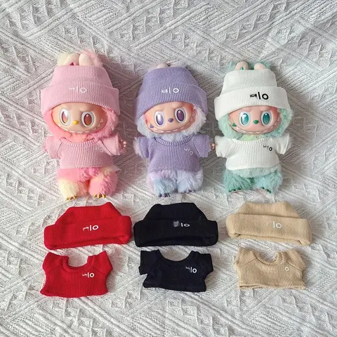 Bulma-themed Crochet Doll Outfit Set for 17cm Figure - Pastel Macaron Style Blind Box Clothing Collection