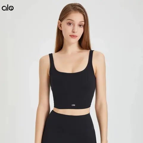 alo Yoga Black Crop Tank Top