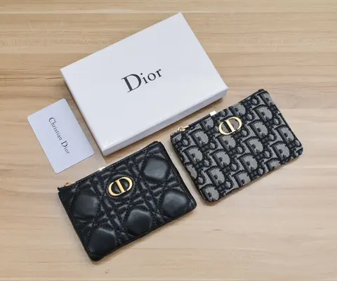 Dior Mini Wallet Set - Quilted Leather and Oblique Print